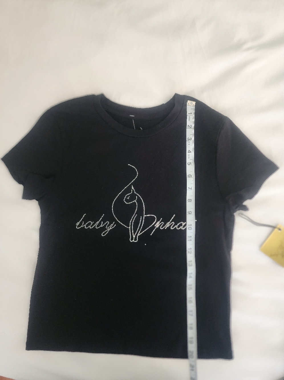 Baby Phat Women's Black Logo Crystal Tee - Picture 7 of 8